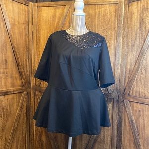 Eloquii Sequin Twist Front Peplum Top Dize 16